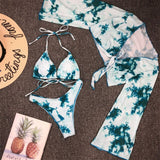Long Sleeve Mesh 3 piece Bikini Set