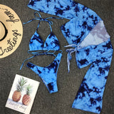 Long Sleeve Mesh 3 piece Bikini Set