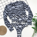 Long Sleeve Mesh 3 piece Bikini Set