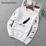 NaranjaSabor Mens O-neck Pullovers Spring Autumn Men Casual Sweatshirts Men Pure Color Streetwear High Quality Tee shirts N698