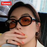 Yoovos Oval Women Sunglasses Small Frame Sunglasses Women Vintage Eyewear Brand Designer Sun Glasses Women Hip-Hop Men Okulary