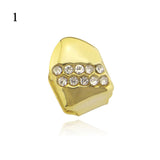 Gold Teeth Grillz Top Crystal Grills Dental Mouth Punk Teeth Caps Cosplay Party Tooth Rapper Funny Jewelry Gift