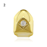 Gold Teeth Grillz Top Crystal Grills Dental Mouth Punk Teeth Caps Cosplay Party Tooth Rapper Funny Jewelry Gift