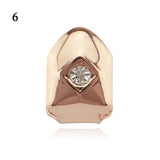 Gold Teeth Grillz Top Crystal Grills Dental Mouth Punk Teeth Caps Cosplay Party Tooth Rapper Funny Jewelry Gift