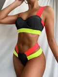 Neon Multi Color Bikini Set