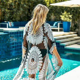 Black Sunflower Crochet Bikini Cover Up