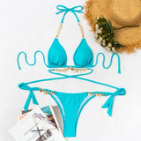 Crystal Diamond Chain Bandage Bikini Set