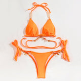 Crystal Diamond Chain Bandage Bikini Set