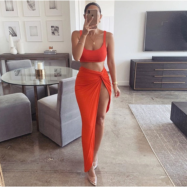 NewAsia Sexy Party 2 Piece Set Women 2019 Plus Size Crop Top Twist Sid –  Hot New Drip