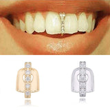 Gold Teeth Grillz Top Crystal Grills Dental Mouth Punk Teeth Caps Cosplay Party Tooth Rapper Funny Jewelry Gift