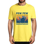 Pew Pew Madafakas 100% Cotton Shirt Novelty Funny Cat Vintage Crew Neck Men's T-Shirt Humor Women Top Tee Gift