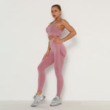 Seamless Women Sport Set For Gym Long Sleeve Top High Waist Belly Control Leggings Clothes Seamless Sport Suit Sexy Booty Girls